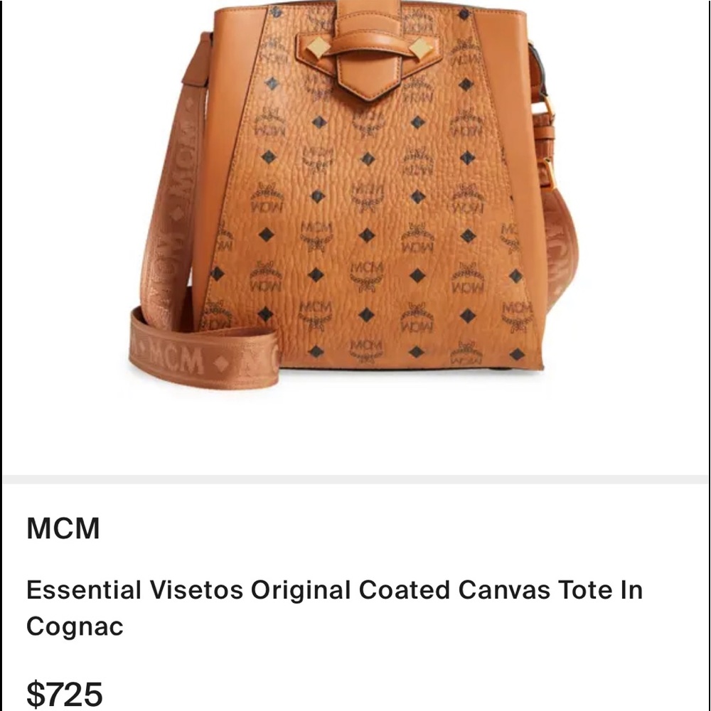 MCM Essential Visetos Original Coated Canvas Tote In Cognac